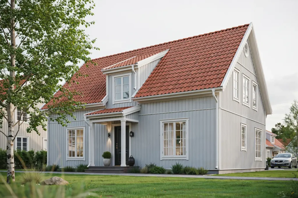 takrenovering med nya takpannor p villa i gustavsberg