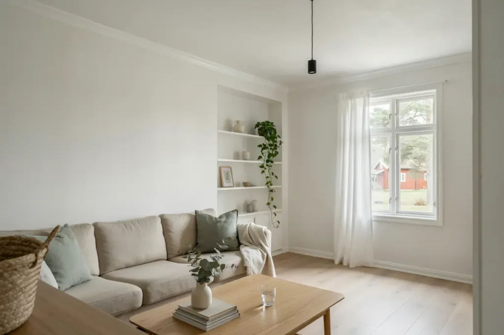 renovering av vardagsrum och innertak i villa i gustavsberg